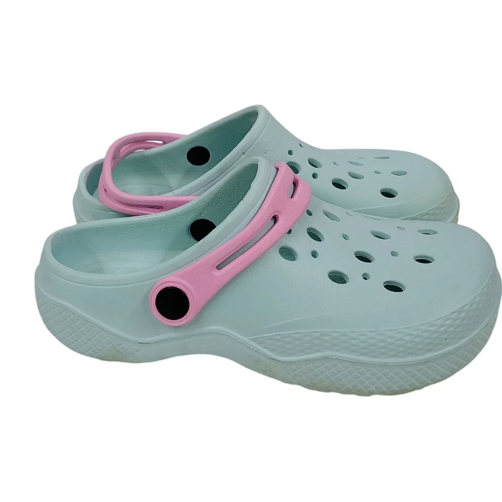 Kids Unbranded Light Blue Pink Clog Water Shoes Sandals Size 2/3‎ Slip On